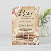 Fairytale Story Book Flower Baby Shower  Kaart (Staand voorkant)