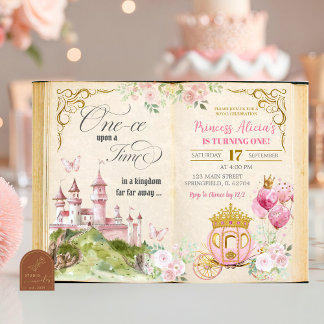Fairytale Storybook Princess First Birthday Kaart