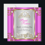 Fairytale Sweet 16 16th Birthday Hot Pink Kaart<br><div class="desc">Hot Pink, Magical Princess Sweet 16, zoete zestien 16e verjaardag party. Goud en zilver White Floral Silver Tiara Silver White lijst. Met sprookjespaard en -wagen. Partij Princess Party voor vrouwen of een meisje. Het Formele Gebruik van de uitnodiging voor om het even welke gebeurtenisuitnodiging past aan om details toe te...</div>