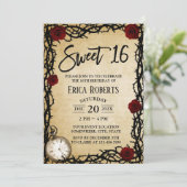 Fairytale Sweet 16  rode rozen & Thorn Kaart (Staand voorkant)