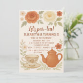 Fairytale Tea Party verjaardagsuitnodiging Kaart (Staand voorkant)