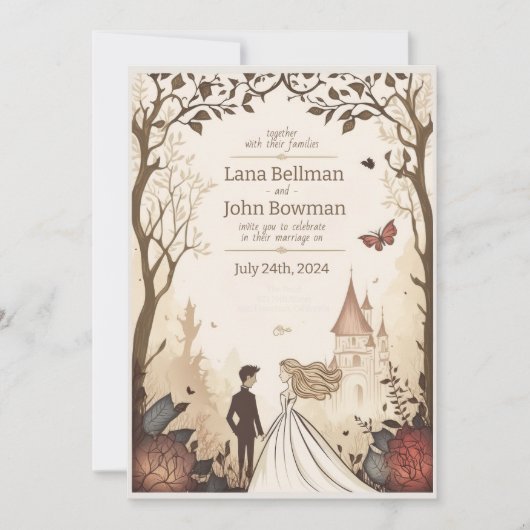 Fairytale trouwuitnodigingen feestdagenkaart (Voorkant)