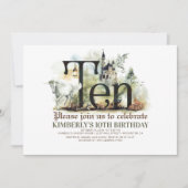 Fairytale Unicorn Dragon Magic Castle 10 Birthday Kaart (Voorkant)