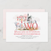 Fairytale Unicorn Princess Castle 2de verjaardag Kaart (Voorkant / Achterkant)