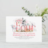 Fairytale Unicorn Princess Castle 4th Birthday Kaart (Staand voorkant)