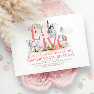 Fairytale Unicorn Princess Castle 5th Birthday Kaart