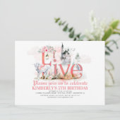 Fairytale Unicorn Princess Castle 5th Birthday Kaart (Staand voorkant)