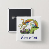 Fairytale Unicorn Vierkante Button 5,1 Cm (Voorkant /achterkant)