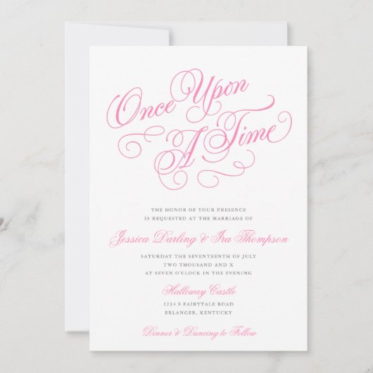 Fairytale weddenschappen in roze en grijs kaart (Voorkant)