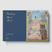 Fairytale Wedding Cats 9" x 6" Gold Gastenboek (Voorkant)