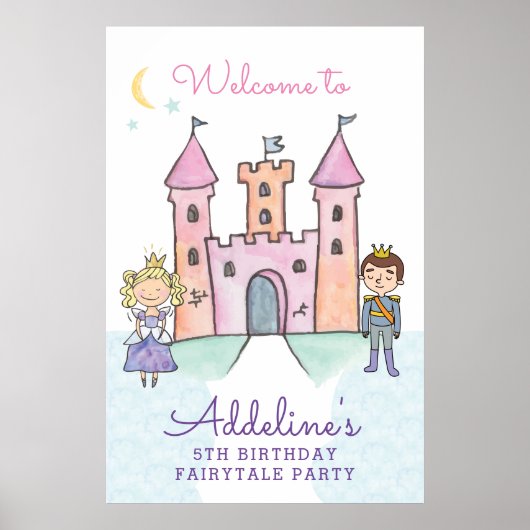 Fairytale welkomstteken, prinses poster (Voorkant)
