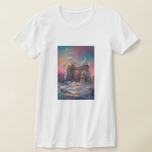 Fairytale wereld, Winter Castle, sneeuwkasteel, Gi T-shirt (Laagn)