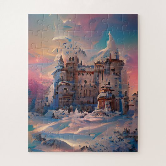 Fairytale wereld, Winter Castle, sneeuwkasteel, ma Legpuzzel (Verticaal)