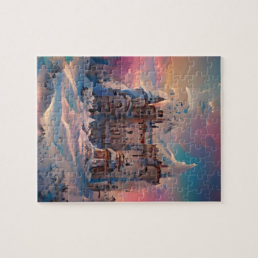 Fairytale wereld, Winter Castle, sneeuwkasteel, ma Legpuzzel (Horizontaal)