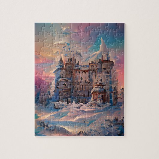Fairytale wereld, Winter Castle, sneeuwkasteel, ma Legpuzzel (Verticaal)