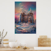 Fairytale wereld, Winter Castle, sneeuwkasteel, ma Poster (Keuken)