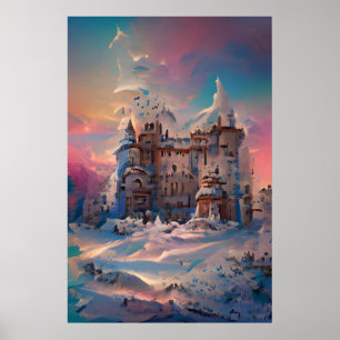 Fairytale wereld, Winter Castle, sneeuwkasteel, ma Poster