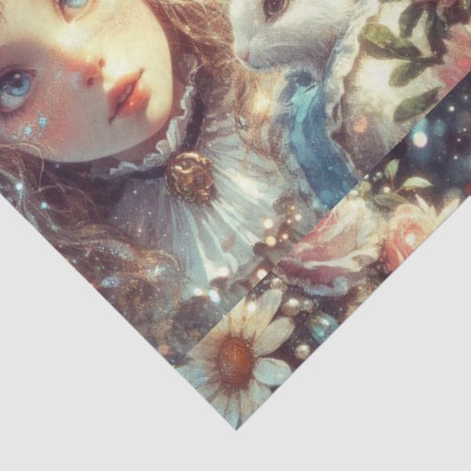 Fairytale Wonderland Alice and Rabbit Decoupage Tissuepapier (Detail)