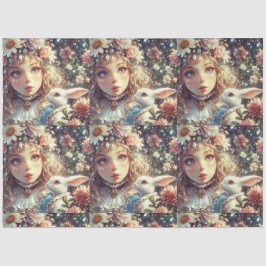 Fairytale Wonderland Alice and Rabbit Decoupage Tissuepapier (Voorkant)