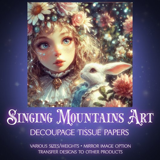 Fairytale Wonderland Alice and Rabbit Decoupage Tissuepapier