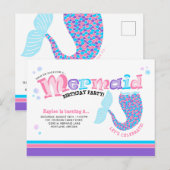 Fairytale Zeemeermin Birthday Party Uitnodiging Briefkaart (Voorkant / Achterkant)