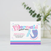 Fairytale Zeemeermin Birthday Party Uitnodiging Briefkaart (Staand voorkant)