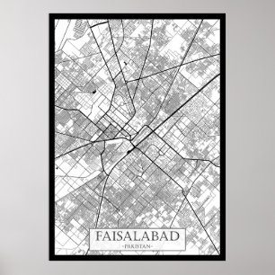 Faisalabad Pakistan Kaart Poster