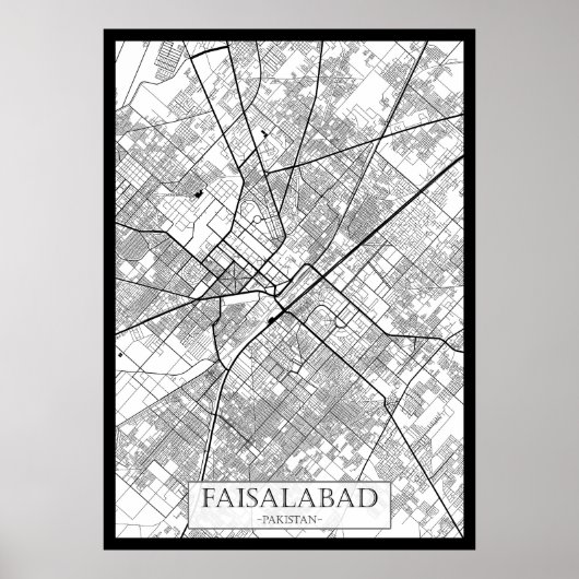 Faisalabad Pakistan Kaart Poster (Voorkant)