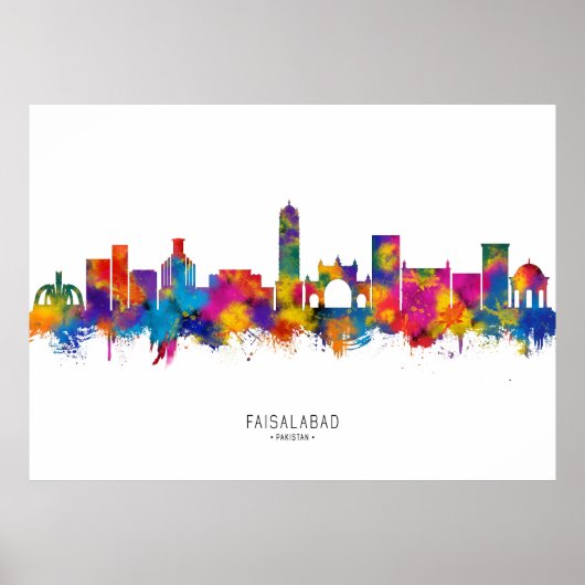 Faisalabad Pakistan Skyline Poster (Voorkant)