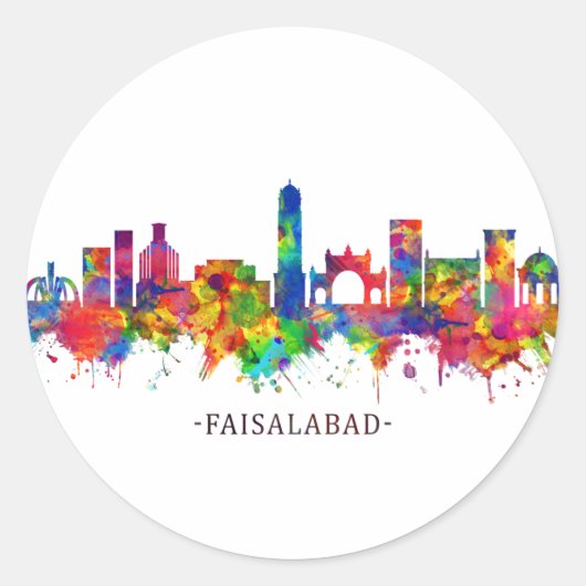 Faisalabad Pakistan Skyline Ronde Sticker (Voorkant)