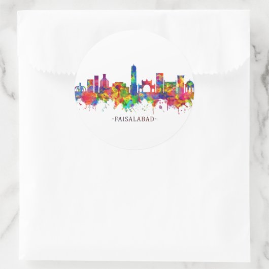 Faisalabad Pakistan Skyline Ronde Sticker (Tas)