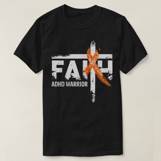 Faith ADHD Awareness Oranje Ribbon Christelijk Cro T-shirt (Design voorkant)