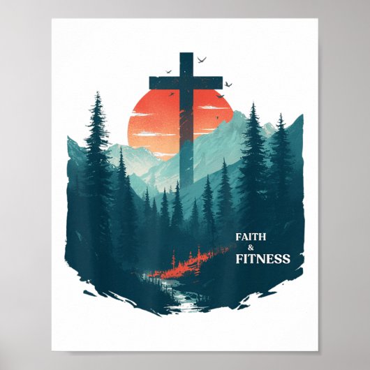 Faith &amp; Fitness Christian - Workout Motivation Poster (Voorkant)