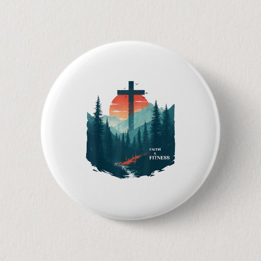 Faith &amp; Fitness Christian - Workout Motivation Ronde Button 5,7 Cm (Voorkant)