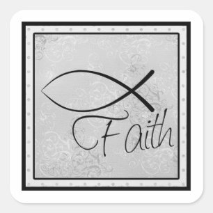 Faith and Christelijk Fish Vierkante Sticker