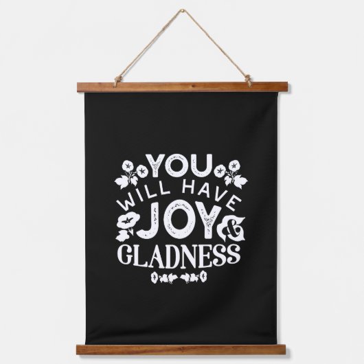 Faith and Happiness – Joy and Gladness Quotes Hangend Wandkleed (Voorkant)
