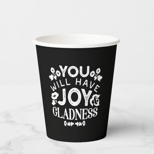 Faith and Happiness – Joy and Gladness Quotes Papieren Bekers (Voorkant)