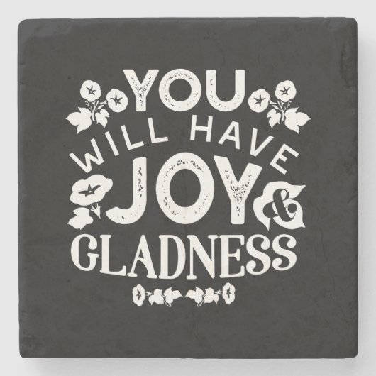 Faith and Happiness – Joy and Gladness Quotes Stenen Onderzetter (Voorkant)