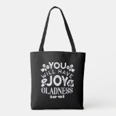 Faith and Happiness – Joy and Gladness Quotes Tote Bag (Achterkant)