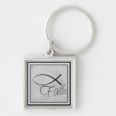 Faith and Jesus Fish (Ichthus) Sleutelhanger (Voorkant)