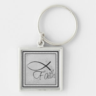Faith and Jesus Fish (Ichthus) Sleutelhanger