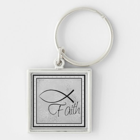 Faith and Jesus Fish (Ichthus) Sleutelhanger (Voorkant)