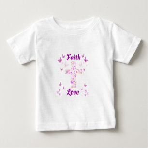 Faith and Love Cross of Rozen with Pink Butterflie