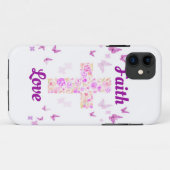 Faith and Love Cross of Rozen with Pink Butterflie Case-Mate iPhone Case (Achterkant (horizontaal))
