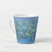 Faith Angel Word Art Custom Latte Mok Cup (Linkerhoek)