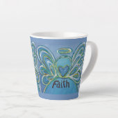 Faith Angel Word Art Custom Latte Mok Cup (Rechterhoek)