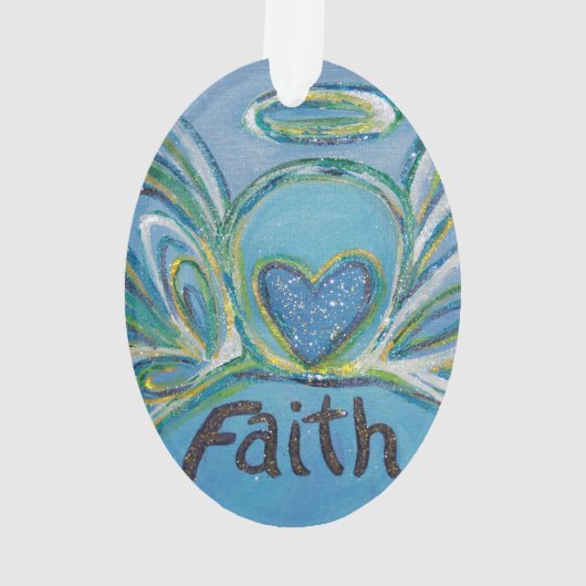 Faith Angel Word Art Gift Holiday Ornament (achterkant)