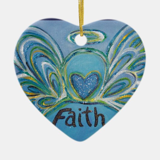 Faith Angel Word Art Gift Holiday Ornament (Voorkant)