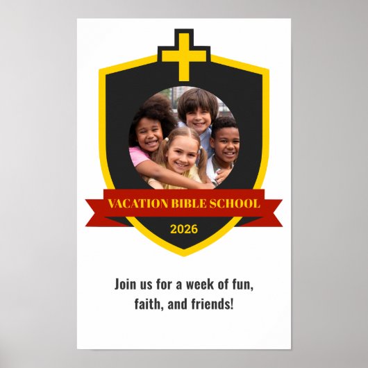 Faith Banner Christian Shield with Cross VBS 2026 Poster (Voorkant)