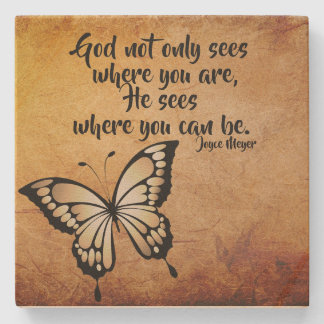 Faith-Based Butterfly Sandstone Beverage Coaster Stenen Onderzetter